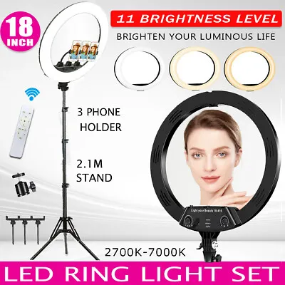 18 7000K Dimmable Diva SMD LED Ring Light Diffuser Stand Make Up Studio Lighting • $53.99