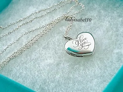 Tiffany & Co 18.75  I LOVE YOU Heart Locket Pendant Necklace AG925 Silver W/ Box • $699