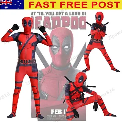 Deadpool Costume Superhero Adult Kids Bodysuit Boys Cosplay Lycra Zentai Outfit • $22.99