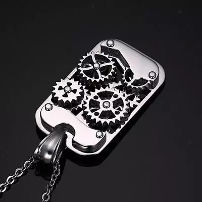 Vintage Steampunk Watch Gear Rectangle Pendant Mens Fashion • $10.15