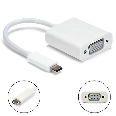 3.1 USB-C TypeC To VGA 15 Pin Monitor/Projector Cable Adapter Laptop MacBook • £5.99