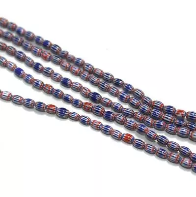 Chevron Glass Bead Oval Antique Vintage Jewelry Craft Embroidery 2 String 4mm • $11.56