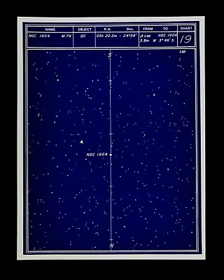 Astronomy Deep Sky Star Chart No 19 Constellation Lepus Globular Cluster Map • $9.99