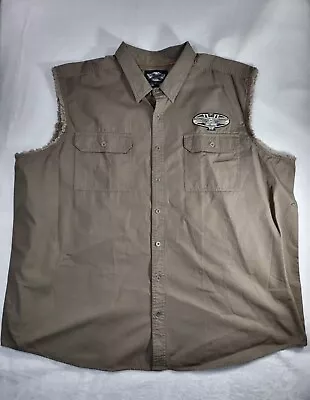 Harley Davidson Mens Size 4XL Sleeveless 100% Cotton Line Brown Jacket Vest  • $59.99
