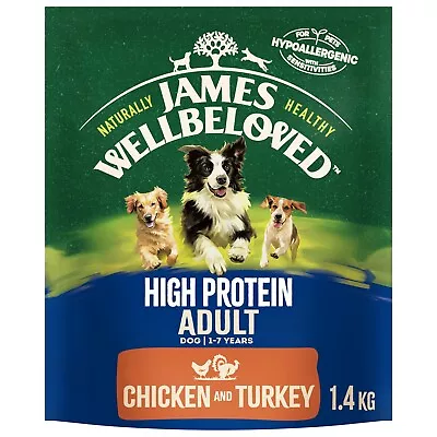 1.4kg James Wellbeloved Adult Dry Dog Food Chicken & Turkey BB-Dec23 • £7.99