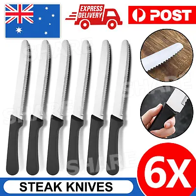 $8.95 • Buy 6 Pcs Steak Knives Dinner Set Stainless Steel Serrated Dishwasher Safe Knife AU