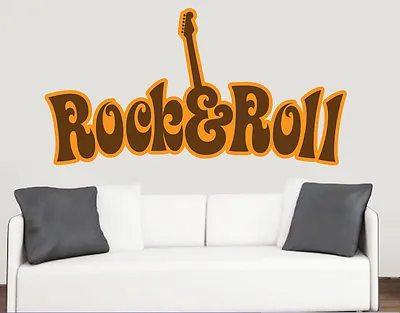 Rock & Roll Wall Art Vinyl Stickers Band Guitar Music 60s Transfer Decal Mural • £12.99