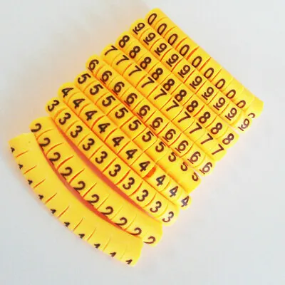 1000 Pcs Yellow Cable Markers Marker Number Tag Label Number 0~9 0.5mm²~6mm² • £8.18