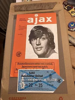AFC Ajax V Manchester United UEFA Cup 15/9/1976 Includes Match Ticket • £24.99