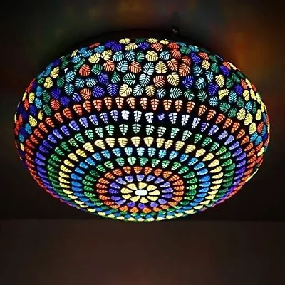 Mosaic Moroccan Ceiling Mounted Hanging Light Swag Lamp Turkish Handmade Antique • $61.74