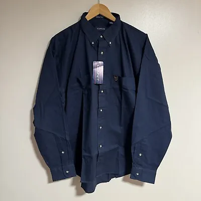 Gant Shirt Mens XL Chelsea Twill Long Sleeve Button Up Navy Blue NEW • $19.95