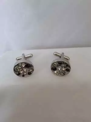 £8.99 • Buy New Round With Diamante Circles Cufflinks Psd011/122.19  Free Pouch