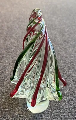 Stunning MURANO Art Crystal Green/Red Twist CHRISTMAS TREE 7.5” • $180.99