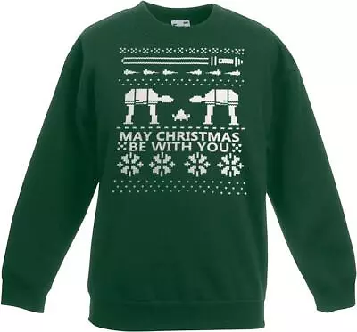 Adults Galaxy Wars Walker May Christmas Be With You Xmas Green Sci Fi Sweater • £21.95