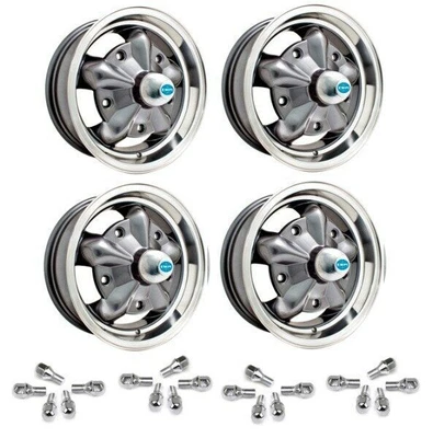 $881.95 • Buy Set Of 4 15  X 5  Vw Bug 5 Lug Anthracite Empi Torque Star Wheels & Lugs