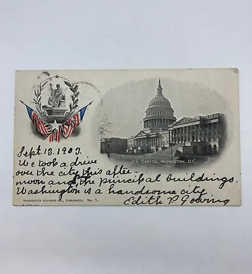 VINTAGE POSTCARD PATRIOTIC Mailing CARD POSTED 1903 WASHINGTON D.C. To C. Rogers • $24