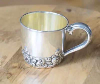 Ornate Antique Sterling Silver Baby Cup Vintage 86g Victorian Gilt Mono • $159.87