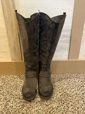 Maurices Tall Vintage Gray Wide Shaft Boots Womens Size 6 Flat Sole • $28.42