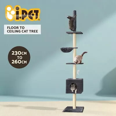 I.Pet Cat Tree Scratching Post Scratcher Tower Floor To Ceiling Cats Bed 260cm • $58.95