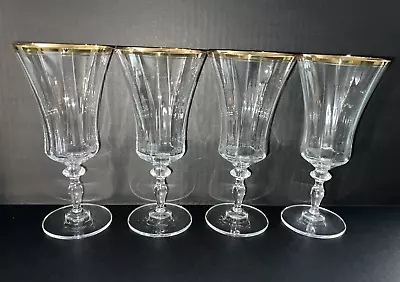 Set Of Four (4) ~ MIKASA Jamestown Gold Trim ~ ICE TEA / WATER Goblets ~ Austria • $45