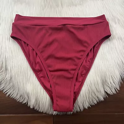 L Space Monica Wise Womens Size XL Strawberry Ribbed Frenchi Bikini Bottoms Swim • $12.95