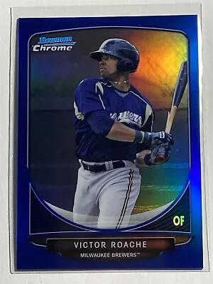 2013 Bowman Chrome BLUE Refractor #BCP127 VICTOR ROACHE Brewers 58/250 (BB1) • $1.25