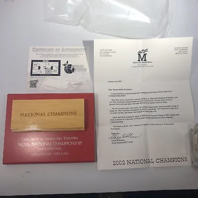 2002 Maryland Terrapins Basketball Piece Of National Champions Floor Plaque Coa • $39.99