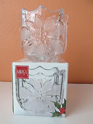 New Mikasa Festive Poinsetta Votive Candle Holiday Holder • $16.88