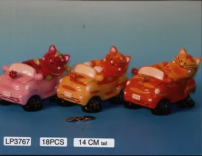 Car Money Box/piggy Bank Kitty Cruising Wobbly Wheels On Springs  Lp3767 • £4.99