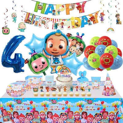 £5.49 • Buy COCOMELON Balloons Hat Flag Banner Table Covers Plates Birthday Party Decors.