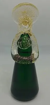 MURANO Italian Green Glass Angel Figurine W/ Gold Fleck Aventurine (PP) • $59.99