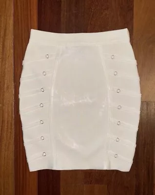 WOW COUTURE Ivory Body Con/Bandage Styled Skirt W/Straps ~ SMALL • $12.50