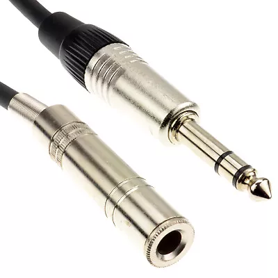 6m Premium 6.35mm 1/4 Inch TRS Jack Extension Stereo Jack Plug To Socket Cable [ • £8.98