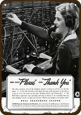 1937 BELL TELEPHONE Switchboard Operator Vntg-Look DECORATIVE REPLICA METAL SIGN • $24.99