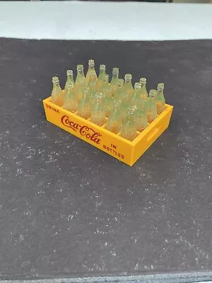 Vintage Miniature Coca Cola Plastic Yellow Case With (24) Clear Bottles RARE • $19.95