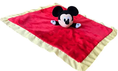 Disney Baby Mickey Mouse Security Blanket Lovey Red Yellow Crinkle Ears 14”x14” • $8.10