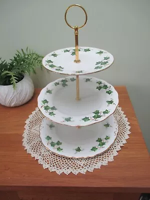 Lovely Colclough China  Plated 3 Tier Cake Stand Ivy Leaf Design • £25