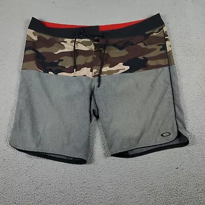 $18.95 • Buy Oakley Board Shorts Mens Size 38 Gray Camouflage Lace Tie Swim Beach Trunks