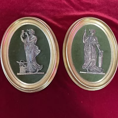 Pair Vtg ART WALL SCULPTURE PLAQUES Greek MUSES Classic Mythology Urania • $35