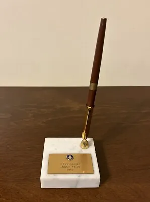 VTG 1987 Harrisburg PA Lodge Masonic Plaque Marble Base Desk Pen No 629 F&AM • $18.71