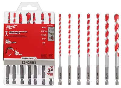 1 Brand New Milwaukee 48-20-9052 7pc SHOCKWAVE Carbide Hammer Drill Bit Kit • $25.99