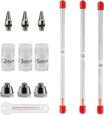£9.99 • Buy 7 Piece Airbrush Kit Nozzle Needle Set 0.2Mm/0.3Mm/0.5Mm Airbrush Nozzle Cap*