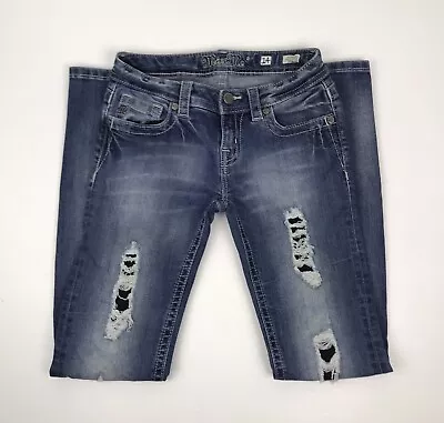 Miss Me Girls Skinny Denim Blue Jeans Stretch Distressed Jeans JK5151S303 Sz 14 • $16.99