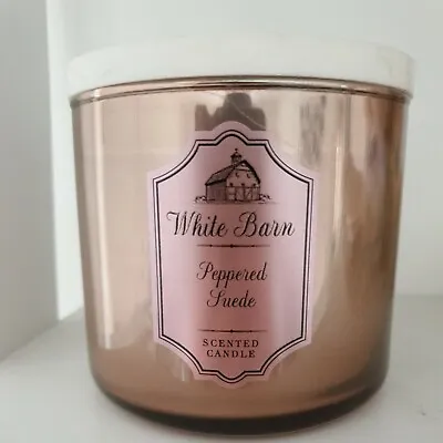 £42 • Buy Bath & Body Works 3 Wick Candle Rare Peppered Suede Rose Gold Marble Lid