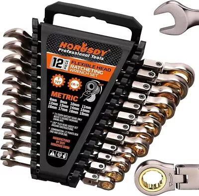 12-Piece 8-19 Mm Metric Flex-Head Ratcheting Combination Wrench Set 72-Teeth US • $49.06