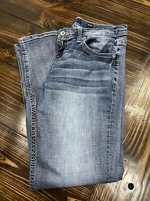 Buckle BKE Nolan Jeans Mens 34x32 Straight Leg Blue Faded Denim Stretchy • $24.50