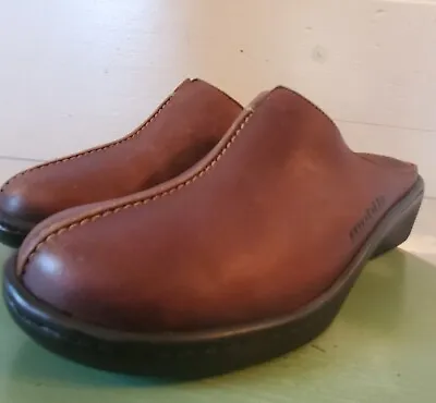 Mephisto Mobil Brown Nubuck Leather Slip On Split Toe Clogs Sz38 US 8 • $35