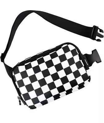 Checkered Belt Bag Nylon Sports Fanny Adjustable Strap Retro Belt Bag • $10