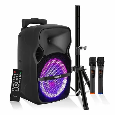 5Core 8 In Speaker PA DJ System Karaoke 2 Mic LED Party BT BOOM Box Stand 250W • $84.99