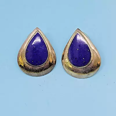 Vintage Estate Boma Sterling Silver Lapis Lazuli Tear Drop Earrings ~ 1 1/8  • $30